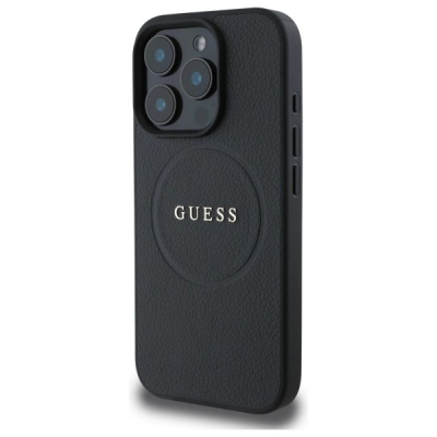 Kapotë telefoni Guess PU Grained Classic Logo, për iPhone 16 Pro Max, e zezë