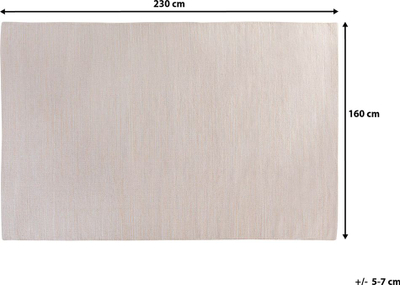 Tepih pambuku i punum me dorë, 160 x 230 cm, katror, bezhë