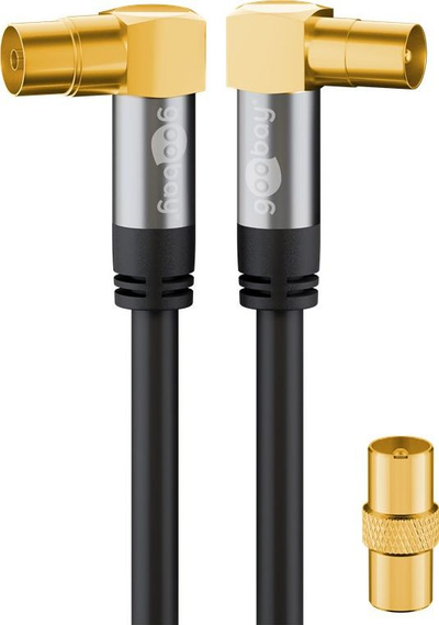Kabllo antene Wentronic Goobay, RF F në RF M, 10 m, 135 dB, e zezë