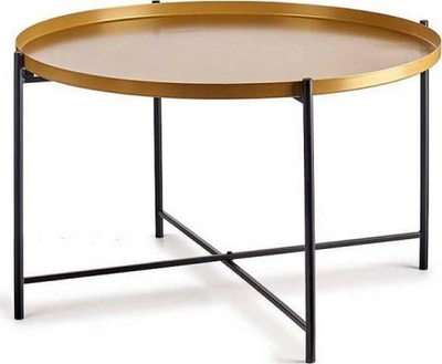 Tavolinë ndihmëse Gift Decor, metal, 76.5 x 46 x 76.5 cm, e zezë me të artë