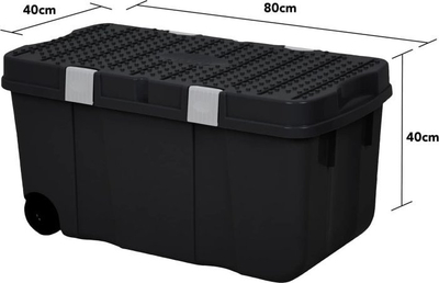 Kuti ruajtjeje Wham DIY Tough Cart, 100L, me rrota, e zezë e verdhë