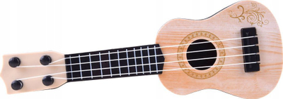 Kitarë lodër mini ukulele, 25 cm, plastike, ngjyrë dru natyral