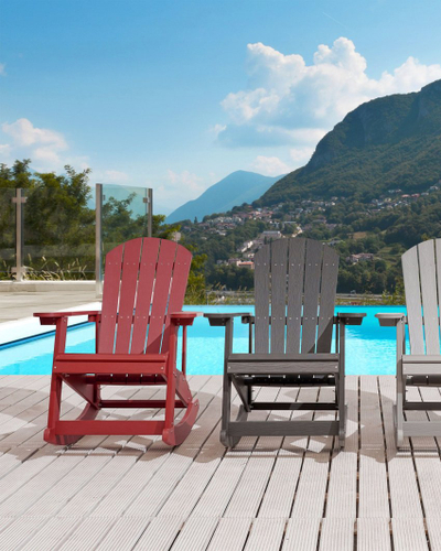 Karrige kopshti Beliani ADIRONDACK, MDF, lëkundëse, e kuqe