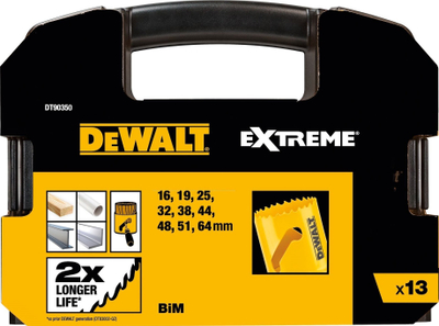 Set sharra rrethore DeWalt BIM Extreme, 13 copë, për dru, metal edhe plastikë
