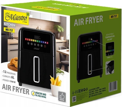 Fritezë me ajër të nxehtë Maestro MR-757, 6L, 1700W, e zezë argjend