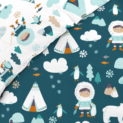 Set çarçafësh fëmijësh North Pole, 140x200 cm, 100% pambuk, shumëngjyrësh