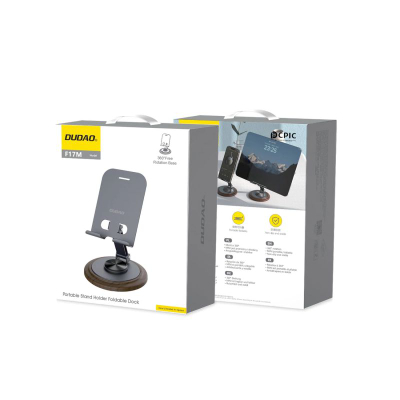 Mbajtëse telefoni Dudao F17M, 360°, metal, gri