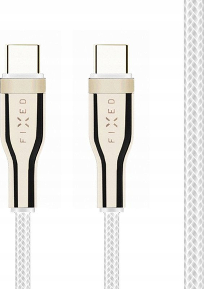 Kabllo FIXED USB C në USB C, 1.2m, 100W PD, e bardhë
