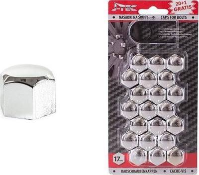 Kapak bulonash rrote J-TEC J21300, set 21 copë, çelës 17, krom