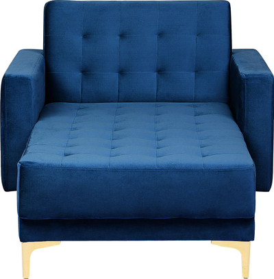 Çezllong me kadife ABERDEEN, recliner, skelet metalik, blu navy