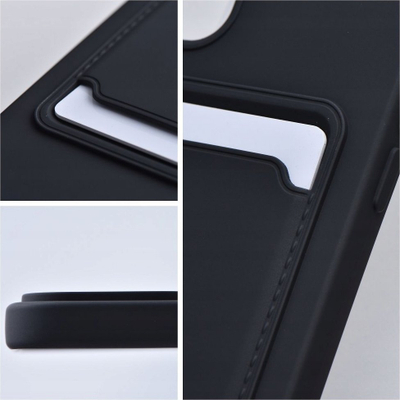Futrollë telefoni Card Case për Samsung Galaxy A05s, me xhep për kartë, silikon, e zezë