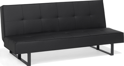 Divan krevat Derby, 3 vende, lëkurë sintetike, i zi