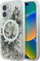 Futrollë Guess GUHMP16SLFMWTE për iPhone 16 6.1", Liquid Glitter, me lule, transparente bezhë