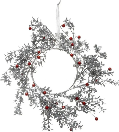 Kurorë Krishtlindjesh Féric Lights and Christmas, plastike, 44 cm, argjend