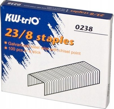 Kapëse letre KW-triO 23/8 0238, 30 deri 50 fletë, 1000 copë, argjendi