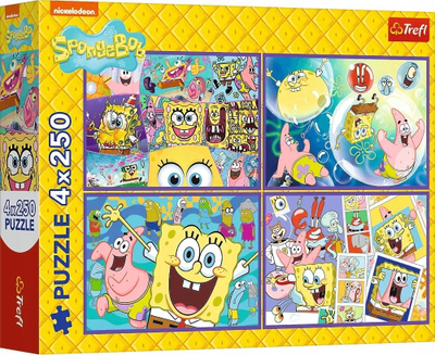 Puzzle Trefl SpongeBob, set 4 x 250 pjesë, shumëngjyrësh