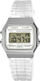 Orë dixhitale Casio Collection F-91WS-7EF, kronograf, rrip rezine transparent, argjendtë