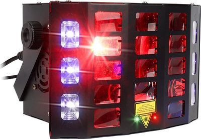 Efekt drite Light4Me TURBO DERBY 4IN1, LED RGBW UV, lazer i kuq edhe i gjelbër, i zi