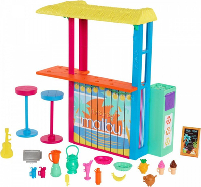 Сет за игра Mattel Барби Ocean Beach Shack, киоск за плажа, со додатоци, повеќебоен