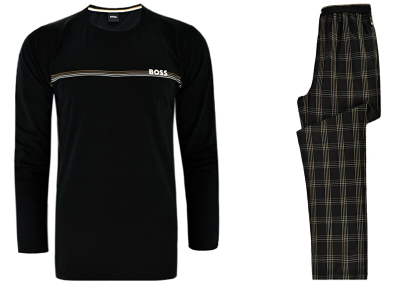 Set pizhame për meshkuj HUGO BOSS 50479314-001, të zeza/hirta