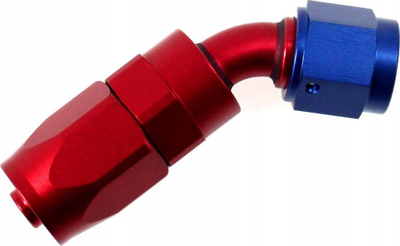 Adapter zorre TurboWorks Reusable Swivel 45°, AN6, alumin, i kuq