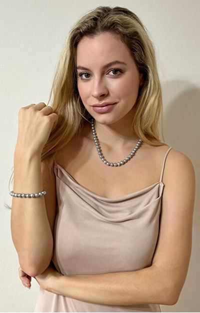 JwL Luxury Pearls Ѓердан, Сив