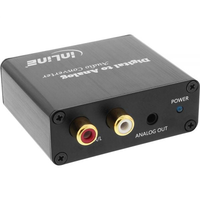 Adapter audio InLine 65002K, Toslink në RCA, 192kHz 24bit, i zi