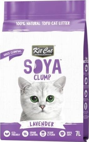 Хигиенски песок за мачки Kit Cat Eco SoyaClump Lavender, 7L, био, виолетов