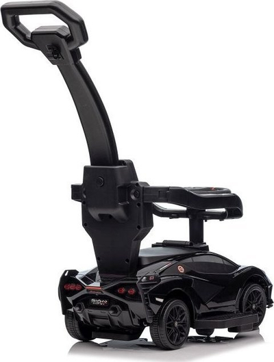 Makina lodër ride-on Lamborghini QLS-996T, me dorezë shtytëse, karrige me mbështetëse, e zezë