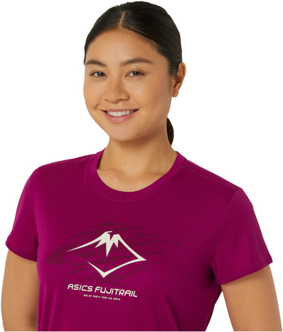 Блуза за трчање Asics Fujitrail Logo Women, рециклиран полиестер, со рефлектирачки елементи, виолетова
