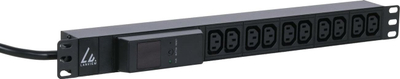 Fuqizues rack 19" Lanview PDU, 10x C13, 1U, me kabllo 3m, i zi