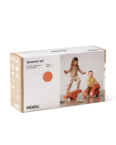 Set ndërtimi për fëmijë MODU Dreamer, set startues i madh, modul lojërash, portokalli e djegur Dusty Green