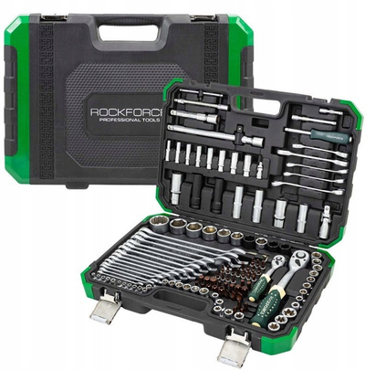 Set veglash Rockforce Premium RF-41252-5, 125+6 pjesë, 1/4" 3/8" 1/2", i zi