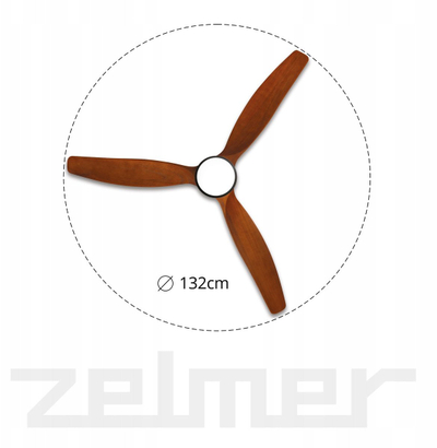 Ventilator tavani Zelmer ZCF7601, 132 cm, 40W LED, ngjyrë dru lisi