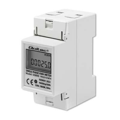 Matës energjie Qoltec Single phase electronic meter, 230V, LCD, për shina DIN