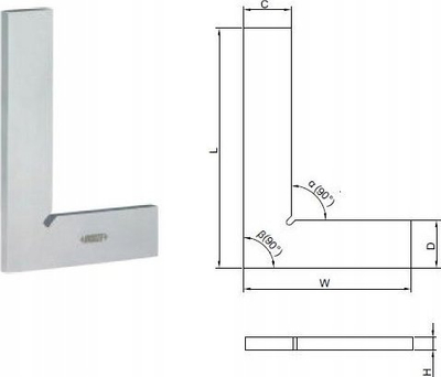 Këndor metalik INSIZE 4791-100, 90°, 3.9 x 2.8"