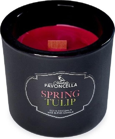 Qiri dekorativ Pavoncella Classico Spring Tulip, 170g, 50 orë djegie, i zi