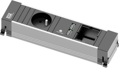 Единица приклучници Bachmann Power Frame, 3 излези, двоен USB полнач, сива
