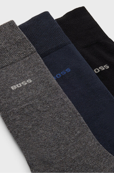 Set çorape për meshkuj Hugo Boss, 3 palë, të hirta/zeza/kaltra