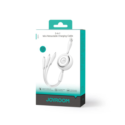 Kabllo karikimi Joyroom S-A40 Colorful Series 3 në 1, 1m, 3.5A, e bardhë