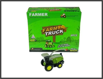 Lodër makinë korrëse Hipo Farm Truck, 10cm, me mekanizëm pull back, jeshile