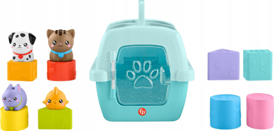 Едукативна играчка Fisher-Price Busy Blocks Pet Carrier, со блокови во форма, за бебиња и мали деца, шарена