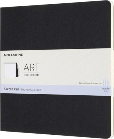 Bllok vizatimi Moleskine Art Sketch Pad, 7.5" x 7.5", fletë të trasha, i zi