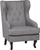 Poltron krahësh ALTA Wingback, pëlhurë, këmbë druri, gri