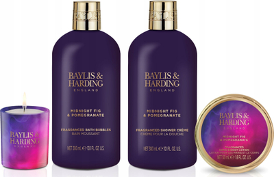 Сет подарок за бања Baylis &amp; Harding Midnight Fig &amp; Pomegranate, миризлива свеќа, веганско, шарен