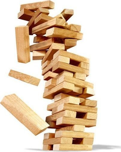 Lojë druri Jenga Wiss Toy GR0090, 54 kube, me zare druri, ngjyrë druri natyrale