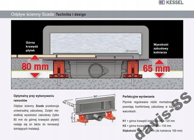 Трап за под Kessel Classic 40150.20, страничен излез, 100 x 100 mm, инокс