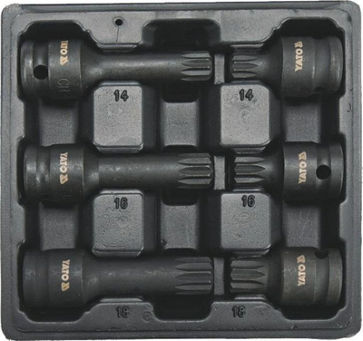 Set kokëra goditëse Spline Yato YT-10652, 1/2", CrMo, në kuti