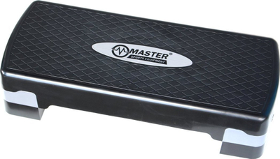 Step aerobik Master Step MAS4A042, lartësi e rregullueshme, plastikë e përforcuar, i zi
