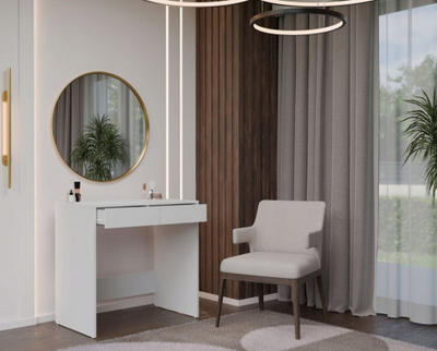 Tavolinë pune Topeshop Marina 2S, 81 x 50 cm, 2 sirtarë, e bardhë